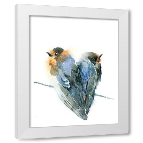 Bird Love White Modern Wood Framed Art Print by Shefranov, Olga