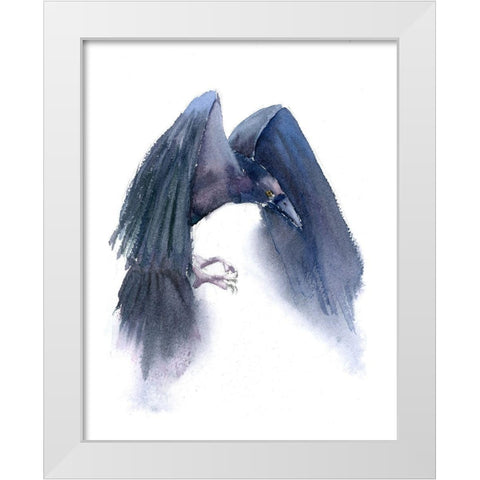 Crow III White Modern Wood Framed Art Print by Shefranov, Olga