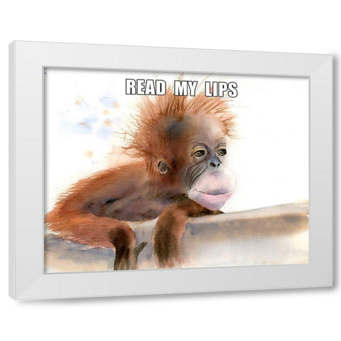 Read My Lips White Modern Wood Framed Art Print by Shefranov, Olga