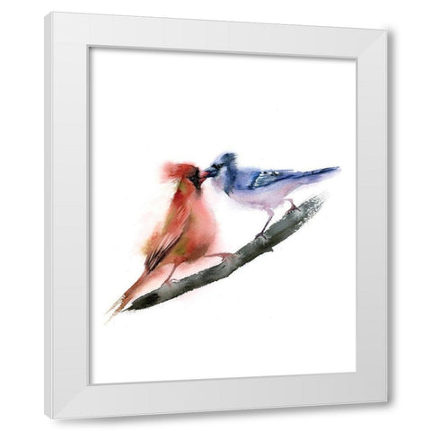 Smooch White Modern Wood Framed Art Print by Shefranov, Olga