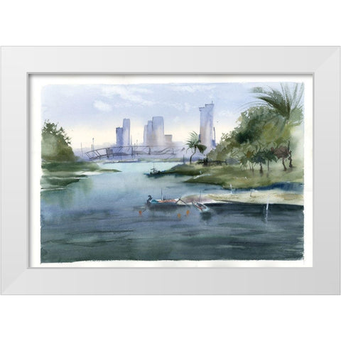 Oasis White Modern Wood Framed Art Print by Shefranov, Olga
