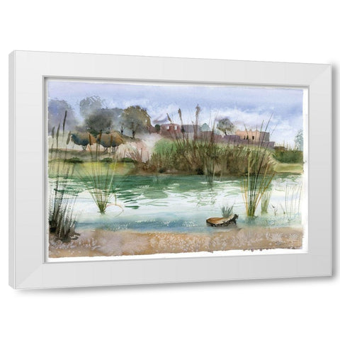 Pond White Modern Wood Framed Art Print by Shefranov, Olga