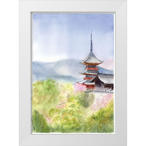Pagoda White Modern Wood Framed Art Print by Shefranov, Olga