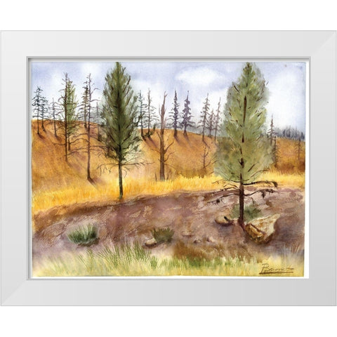 Lodge Landscape White Modern Wood Framed Art Print by Shefranov, Olga