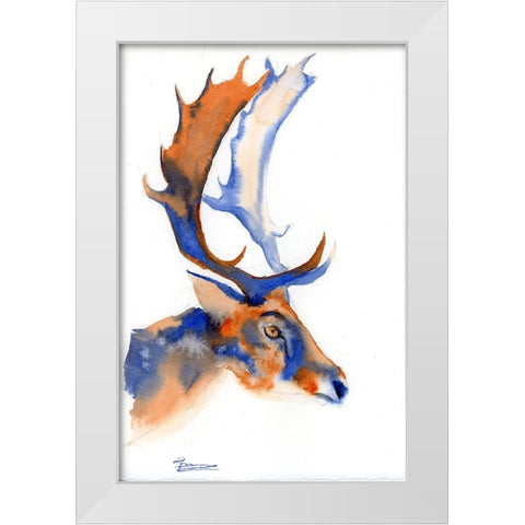 Colorful Caribou White Modern Wood Framed Art Print by Shefranov, Olga