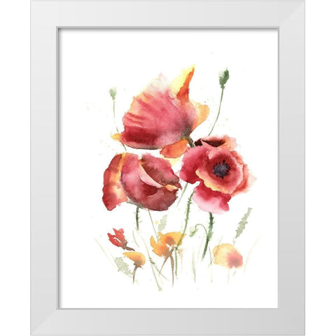 Poppies White Modern Wood Framed Art Print by Shefranov, Olga