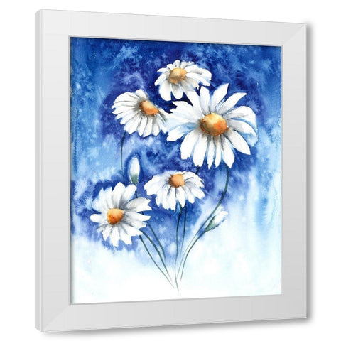 Daisies White Modern Wood Framed Art Print by Shefranov, Olga