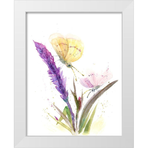 Two Butterflies White Modern Wood Framed Art Print by Shefranov, Olga