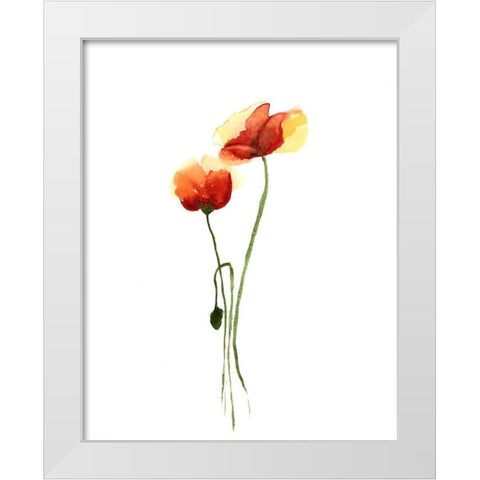 Poppy White Modern Wood Framed Art Print by Shefranov, Olga