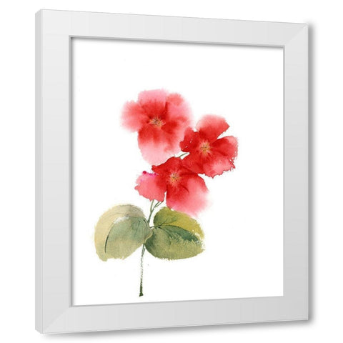 Red Flowers I White Modern Wood Framed Art Print by Shefranov, Olga