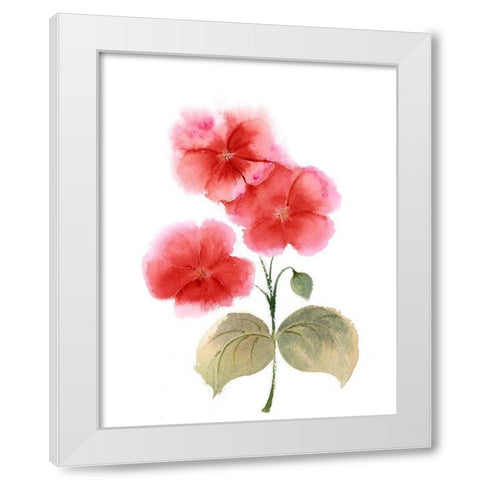 Red Flowers II White Modern Wood Framed Art Print by Shefranov, Olga