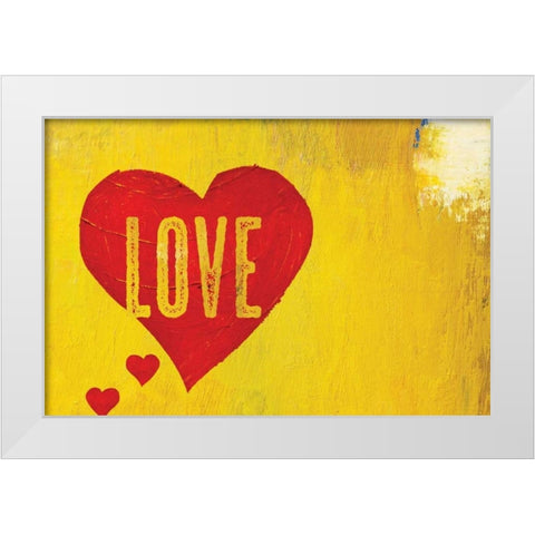 Love Hearts White Modern Wood Framed Art Print by BoMo