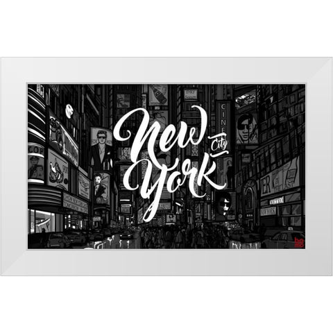 NY3 White Modern Wood Framed Art Print by BoMo