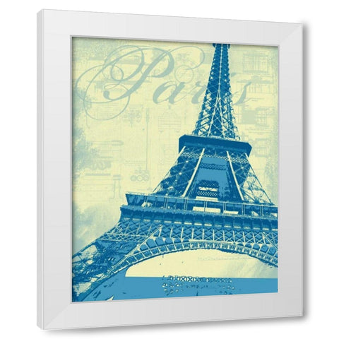 Paris Eiffel Tower White Modern Wood Framed Art Print by P.S. Art Studios