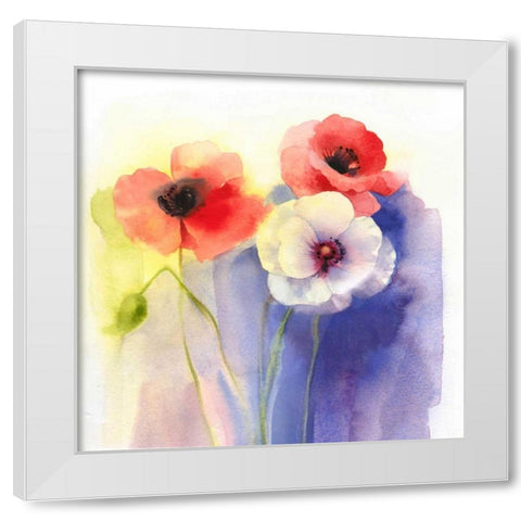 Watercolor Floral White Modern Wood Framed Art Print by P.S. Art Studios