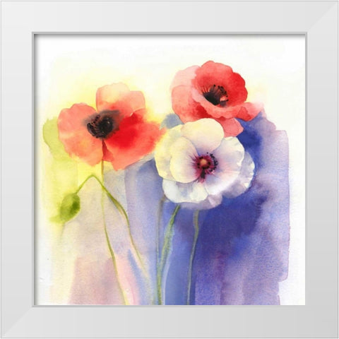 Watercolor Floral White Modern Wood Framed Art Print by P.S. Art Studios