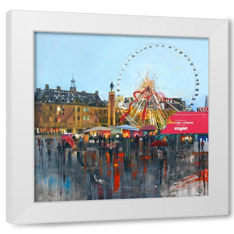 Ferris Wheel White Modern Wood Framed Art Print by P.S. Art Studios