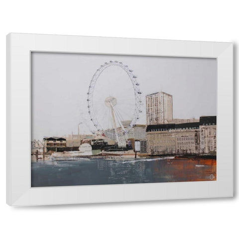 Ferris Wheel Landscape White Modern Wood Framed Art Print by P.S. Art Studios