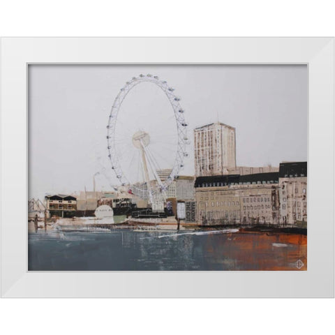 Ferris Wheel Landscape White Modern Wood Framed Art Print by P.S. Art Studios