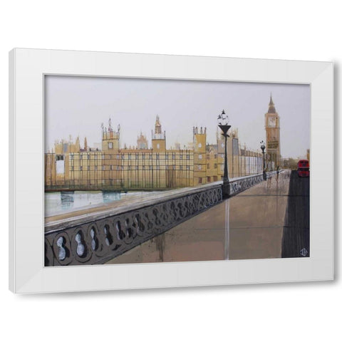 Big Ben Landscape White Modern Wood Framed Art Print by P.S. Art Studios