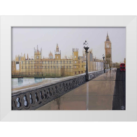 Big Ben Landscape White Modern Wood Framed Art Print by P.S. Art Studios