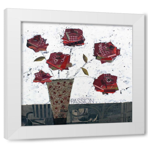 Paper Roses White Modern Wood Framed Art Print by P.S. Art Studios