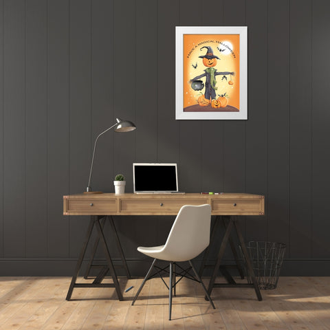 Magical Halloween White Modern Wood Framed Art Print by P.S. Art Studios