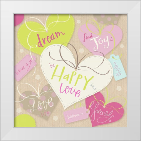 Happy Love White Modern Wood Framed Art Print by P.S. Art Studios