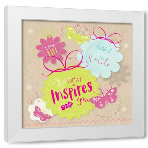 Inspires You White Modern Wood Framed Art Print by P.S. Art Studios