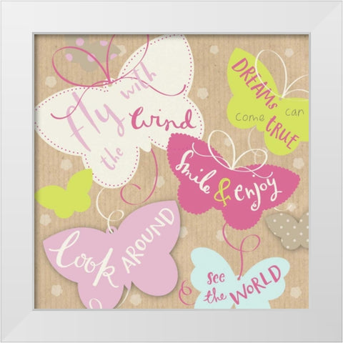 Fly with the Wind White Modern Wood Framed Art Print by P.S. Art Studios