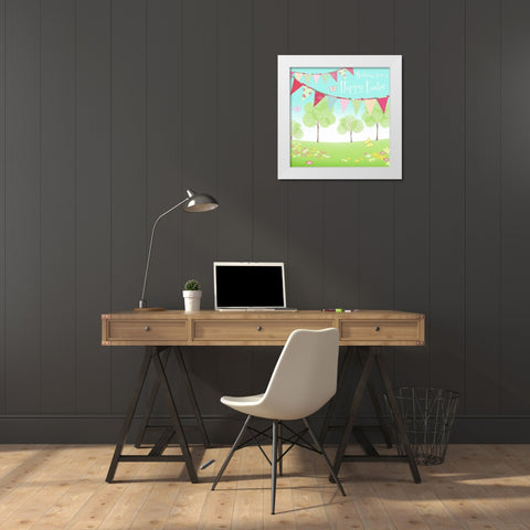 Happy Easter Flags White Modern Wood Framed Art Print by P.S. Art Studios