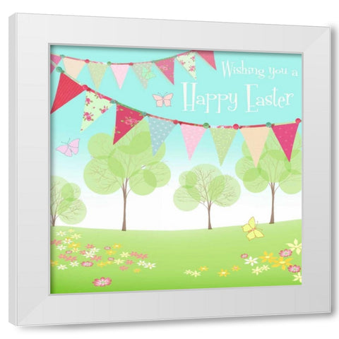 Happy Easter Flags White Modern Wood Framed Art Print by P.S. Art Studios
