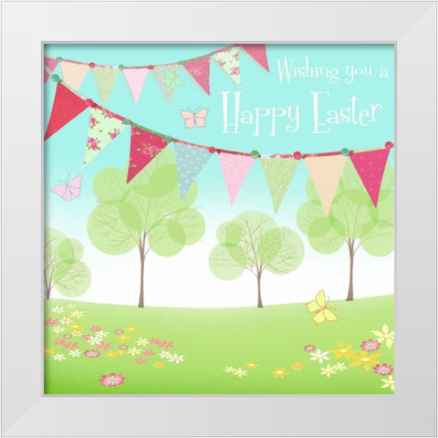 Happy Easter Flags White Modern Wood Framed Art Print by P.S. Art Studios