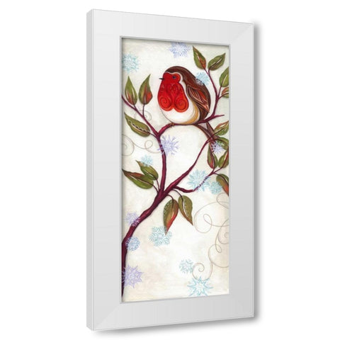 Branch Birds III White Modern Wood Framed Art Print by P.S. Art Studios