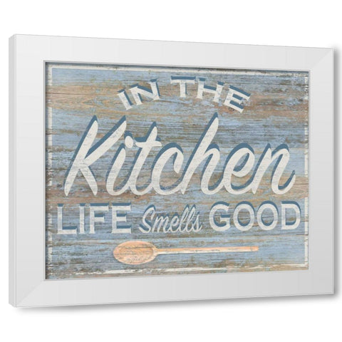 In the Kitchen White Modern Wood Framed Art Print by P.S. Art Studios
