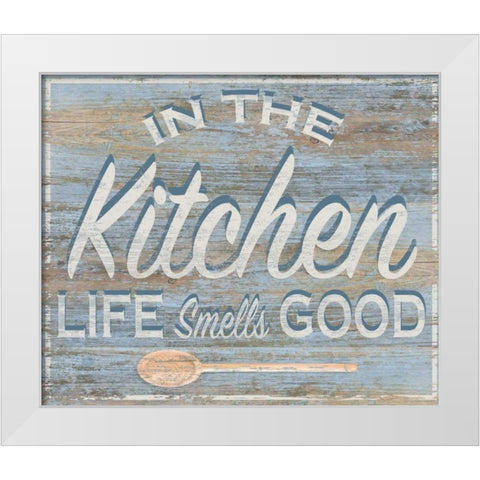 In the Kitchen White Modern Wood Framed Art Print by P.S. Art Studios