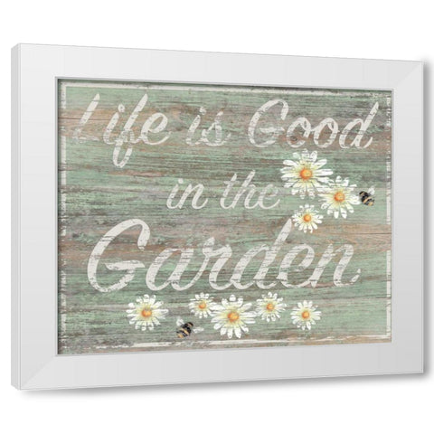In the Garden White Modern Wood Framed Art Print by P.S. Art Studios