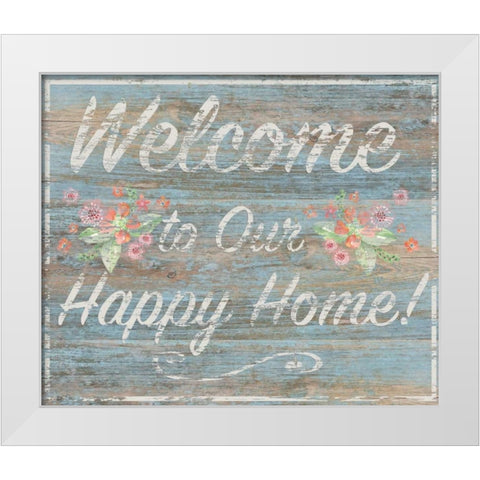 Happy Home White Modern Wood Framed Art Print by P.S. Art Studios
