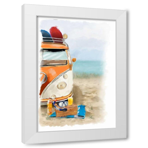 Beach Fun White Modern Wood Framed Art Print by P.S. Art Studios