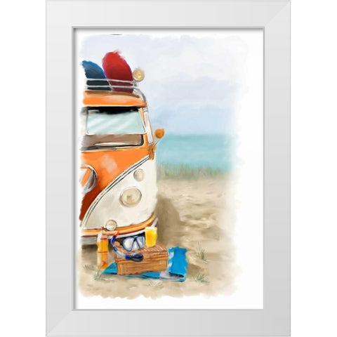 Beach Fun White Modern Wood Framed Art Print by P.S. Art Studios