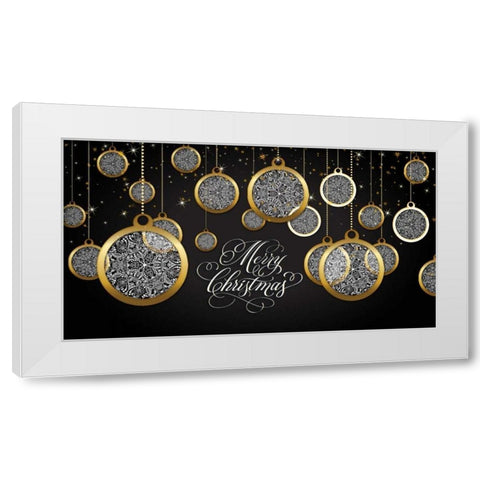 Merry Christmas White Modern Wood Framed Art Print by P.S. Art Studios