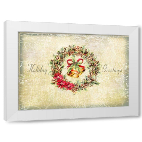 Holiday Greetings White Modern Wood Framed Art Print by P.S. Art Studios