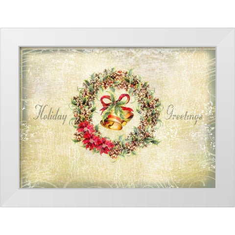 Holiday Greetings White Modern Wood Framed Art Print by P.S. Art Studios