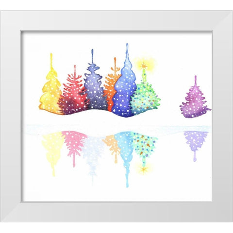 Holiday Trees White Modern Wood Framed Art Print by P.S. Art Studios