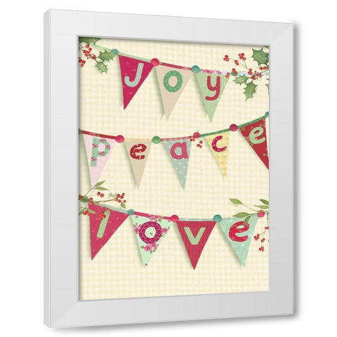 Joy, Peace, Love White Modern Wood Framed Art Print by P.S. Art Studios