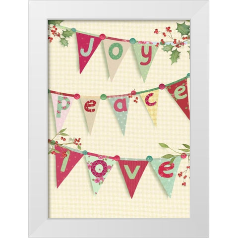 Joy, Peace, Love White Modern Wood Framed Art Print by P.S. Art Studios