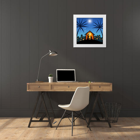 In a Manger White Modern Wood Framed Art Print by P.S. Art Studios