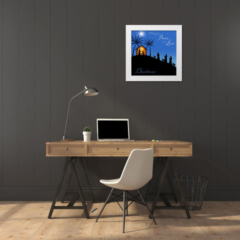Wishing You Peace - Shepherds White Modern Wood Framed Art Print by P.S. Art Studios
