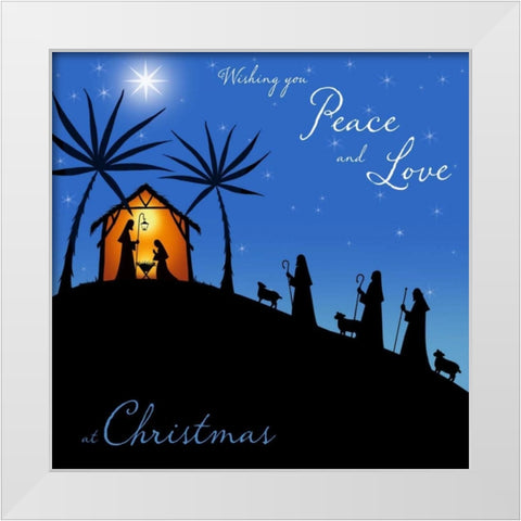 Wishing You Peace - Shepherds White Modern Wood Framed Art Print by P.S. Art Studios