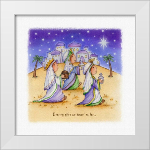 Bearing Gifts White Modern Wood Framed Art Print by P.S. Art Studios